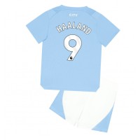 Camisa de time de futebol Manchester City Erling Haaland #9 Replicas 1º Equipamento Infantil 2023-24 Manga Curta (+ Calças curtas)